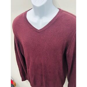 Marc Anthony V-Neck Sweater Burgundy Cotton Cashmere Blend Excellent Size Medium